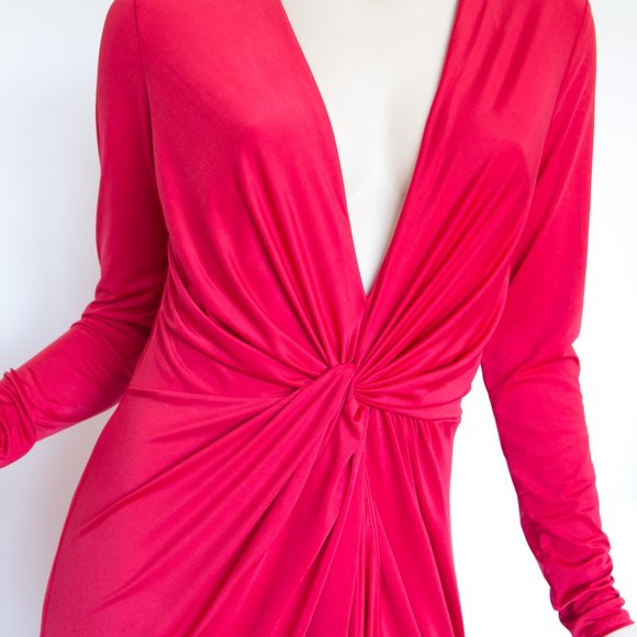 GUESS MARCIANO Sexy Dress Gown Red Slit Full length V Neck Medium 350$ - Picture 4 of 6